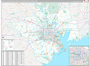 Houston-The Woodlands-Sugar Land Wall Map Premium Style